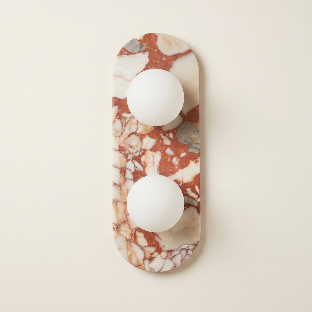 Opus Duo Sconce - Calacatta  Viola Rosso