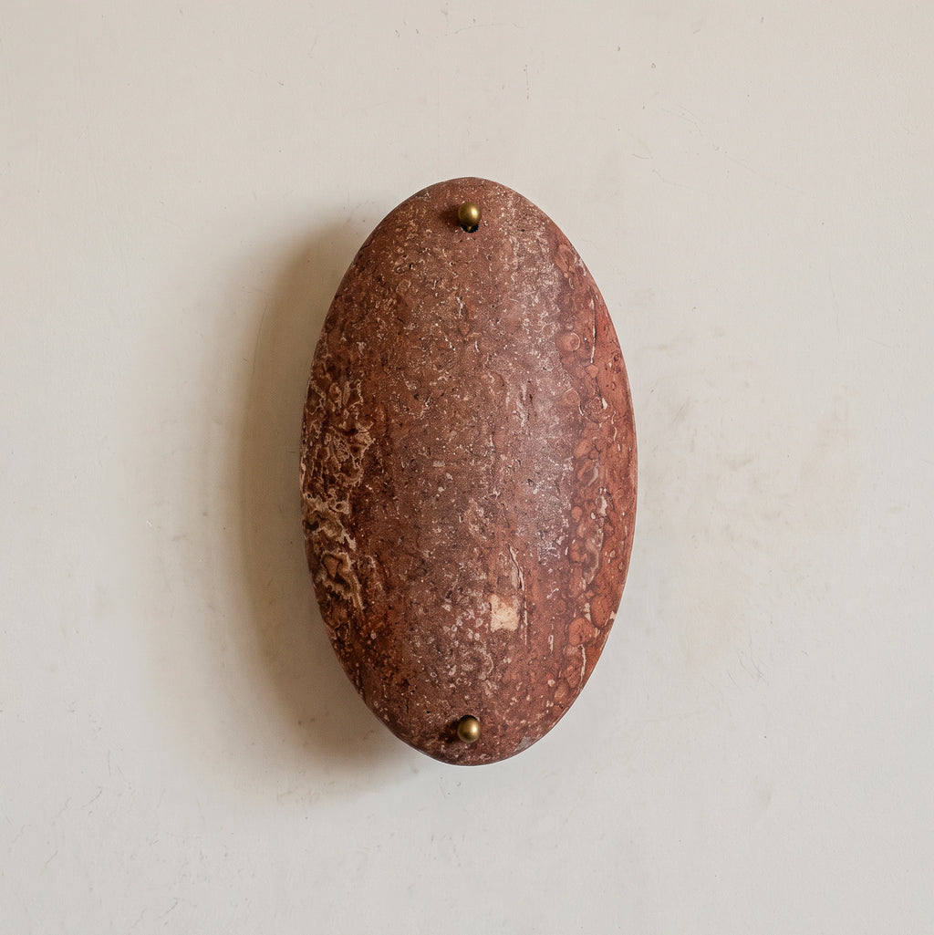 Halo Oval Sconce - Travertine Rosso