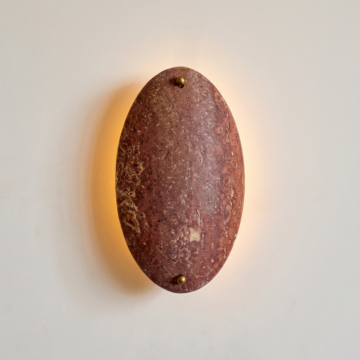 Halo Oval Sconce - Travertine Rosso