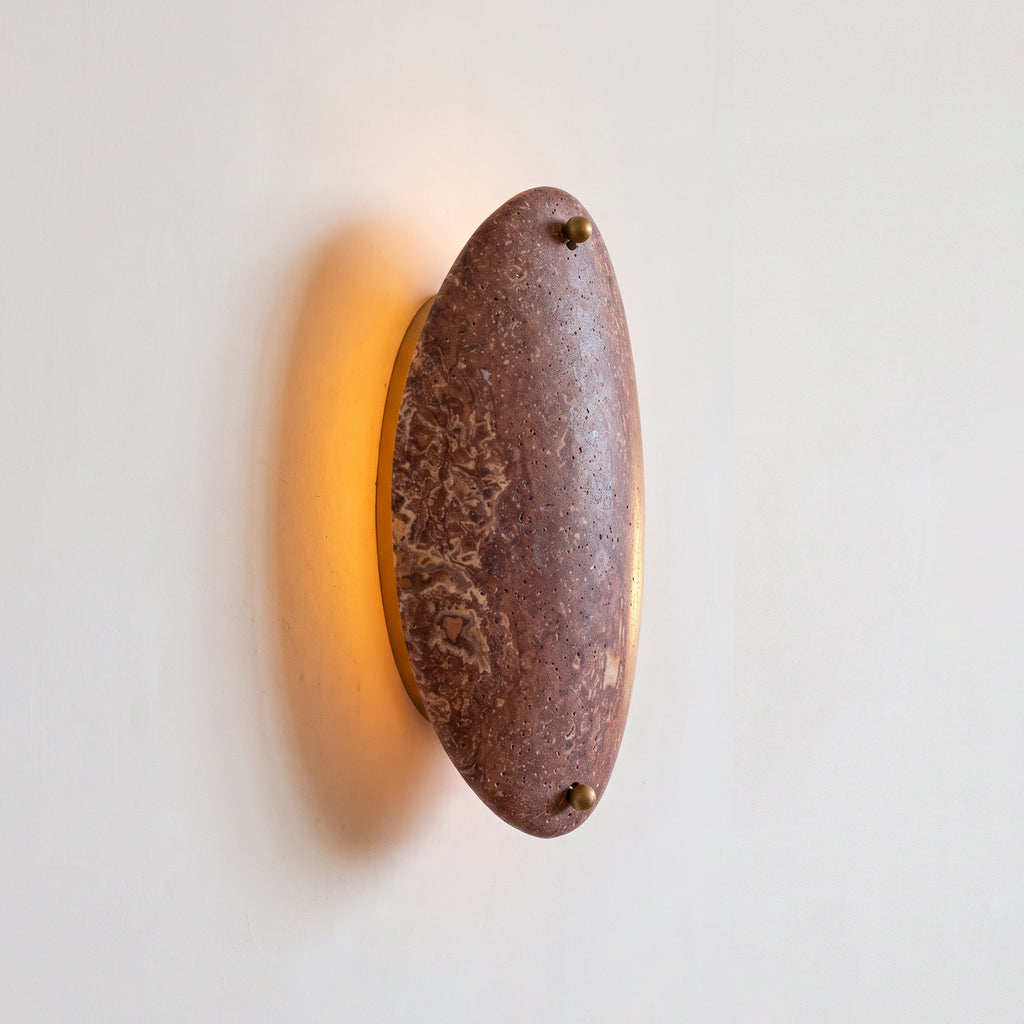 Halo Oval Sconce - Travertine Rosso