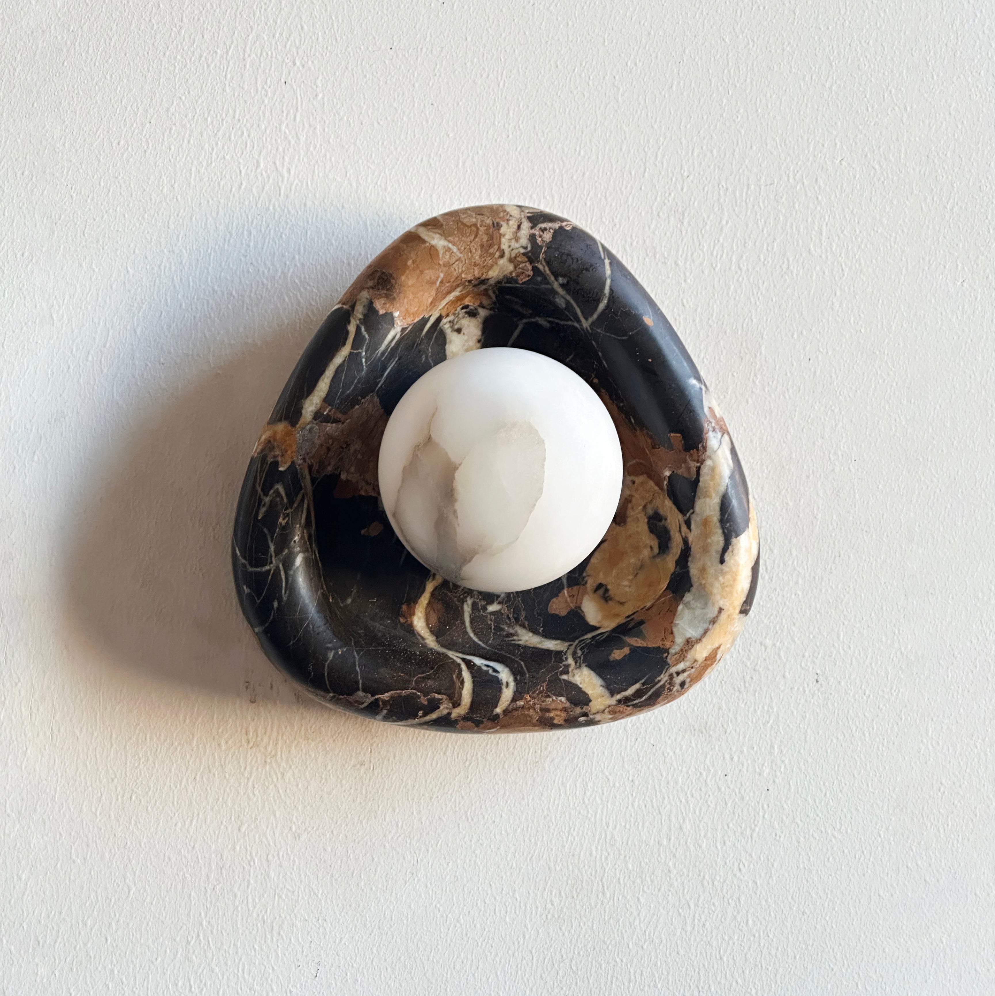 Round Edge Sconce with alabaster globe