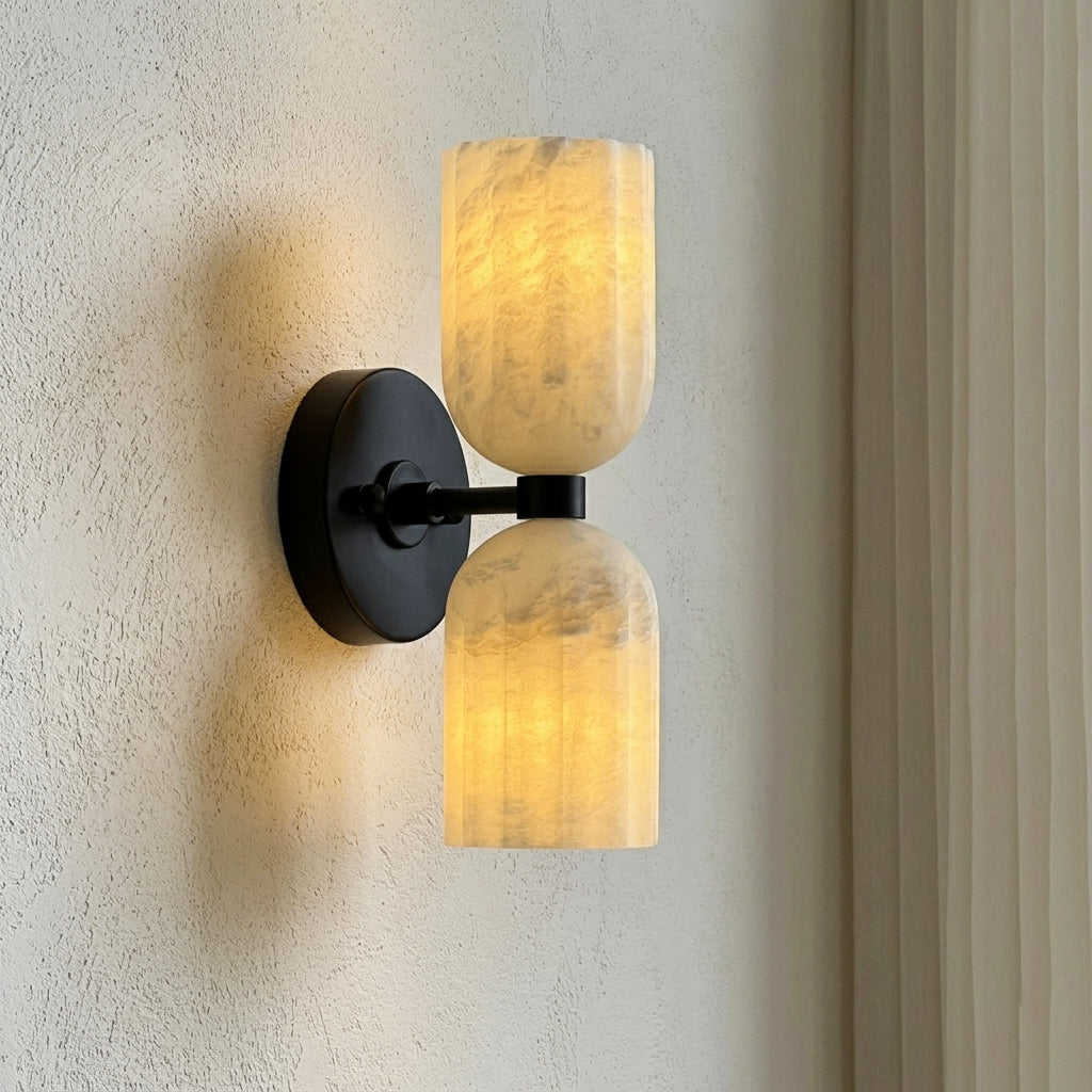 Dual Alabaster Globe Sconce