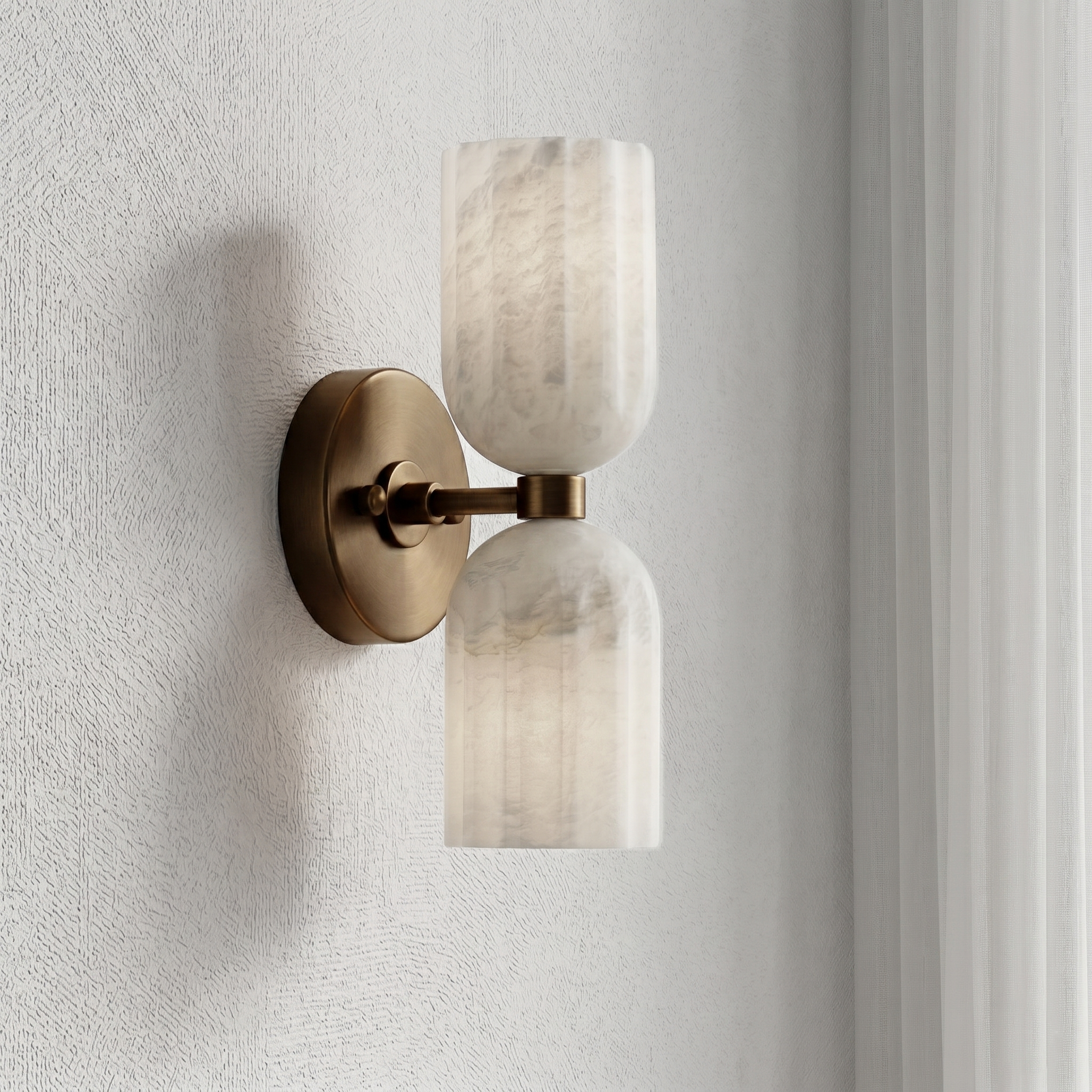 Dual Alabaster Globe Sconce