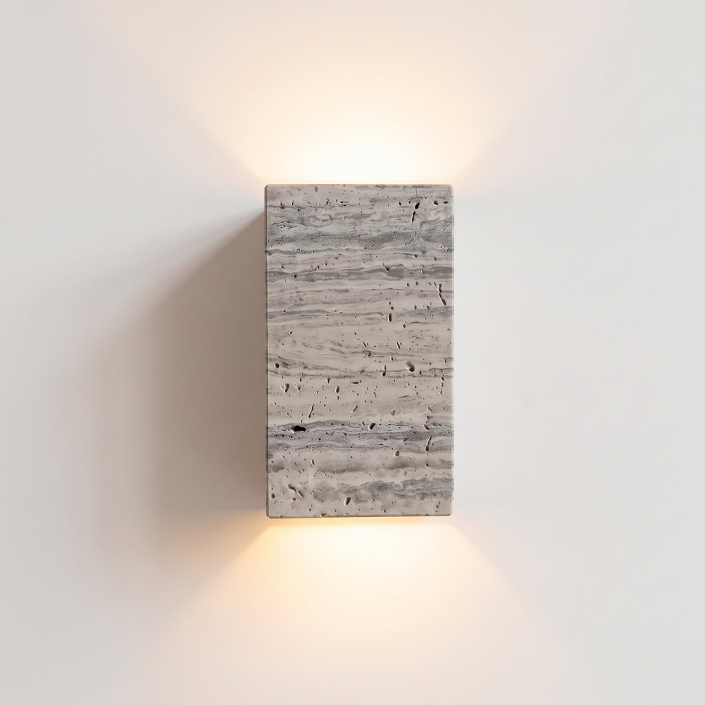 Up Down Cube Sconce - Grey Travertine