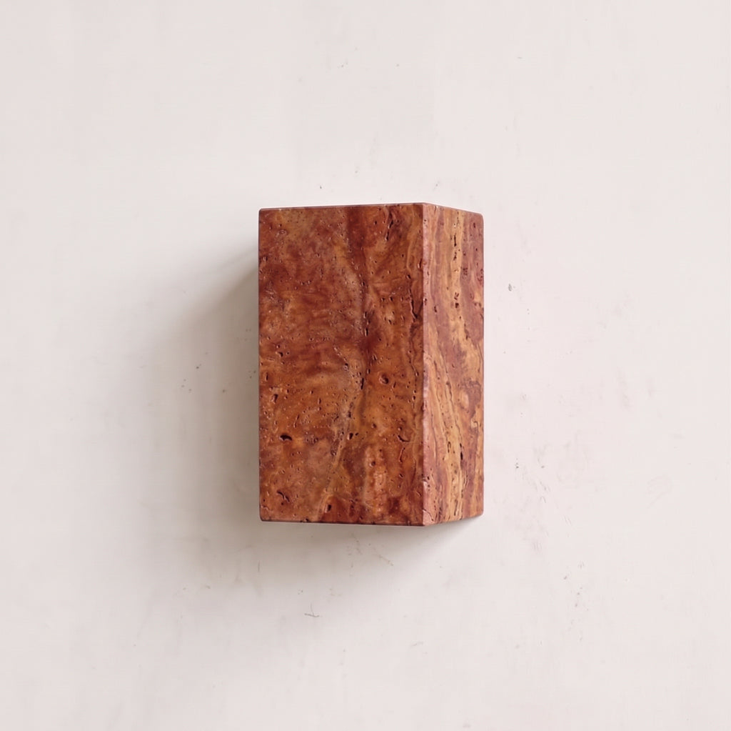 Up Down Cube Sconce - Travertine Rosso