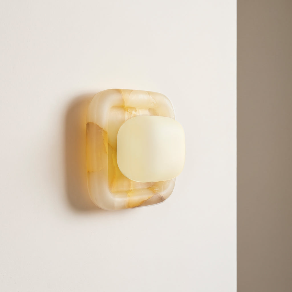 Marlowe Quadra Soft Square Sconce - Milky Onyx