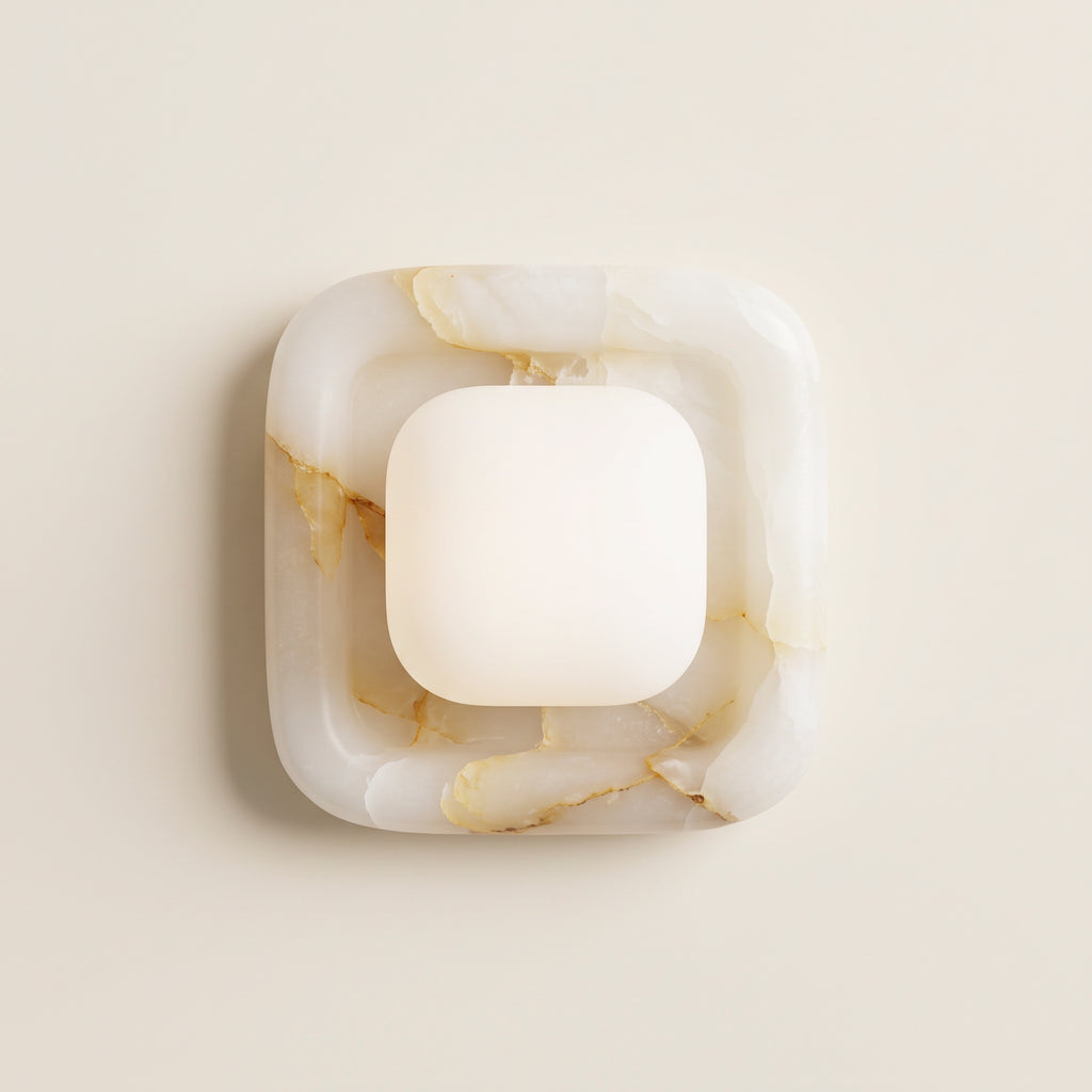 Marlowe Quadra Soft Square Sconce - Milky Onyx