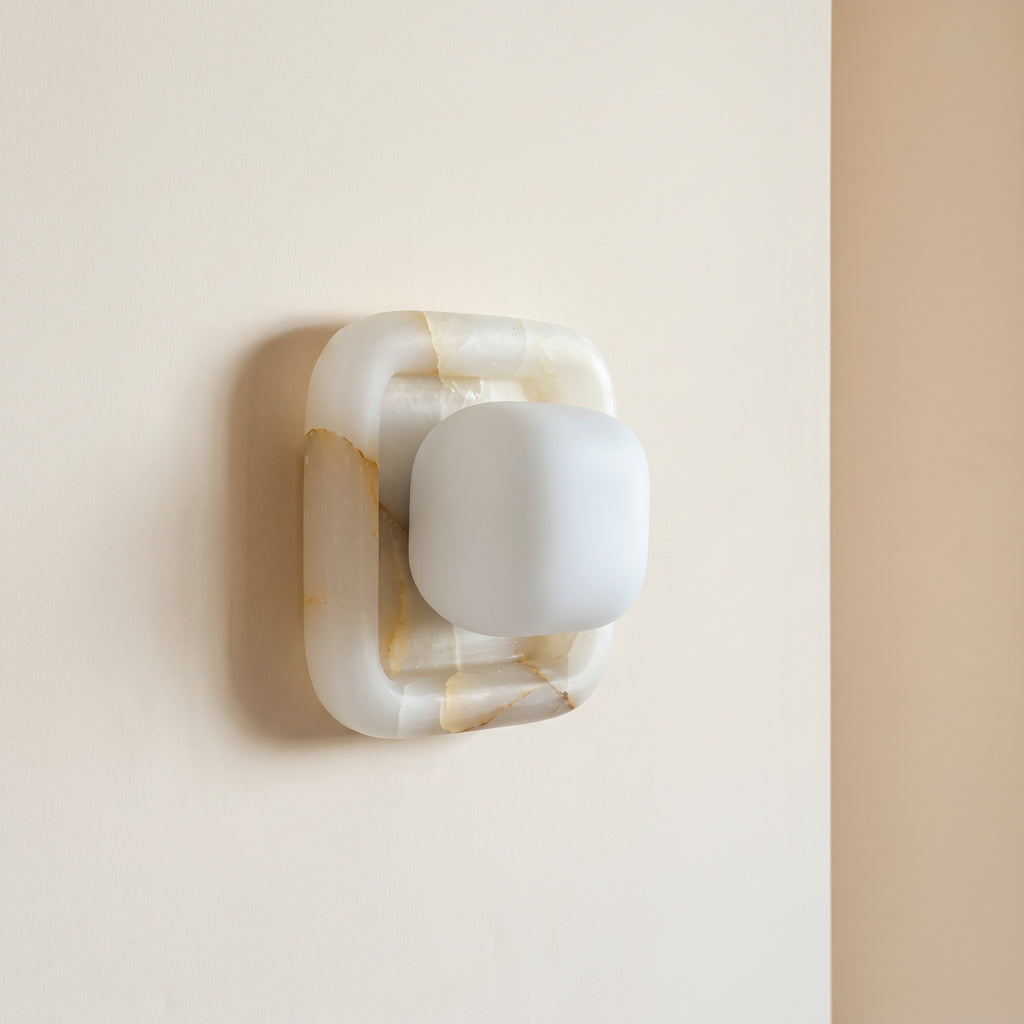 Marlowe Quadra Soft Square Sconce - Milky Onyx