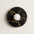 Tondo Planar Sconce - Nero Portoro- A round black marble wall sconce with elegant gold veining | IINK Interiors