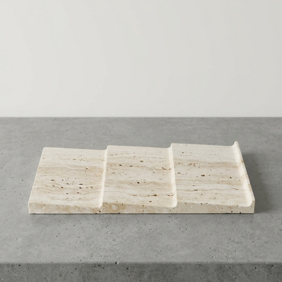 Handcrafted Travertine Desk Organizer