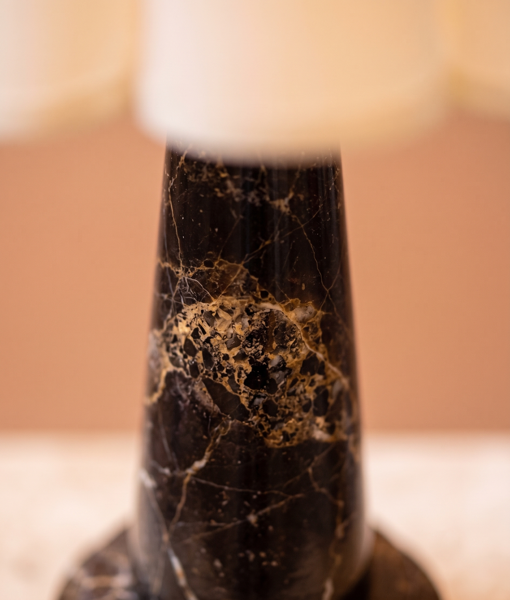 Handmade Nero Portoro Marble Lamp: Small Chic Table Lamp