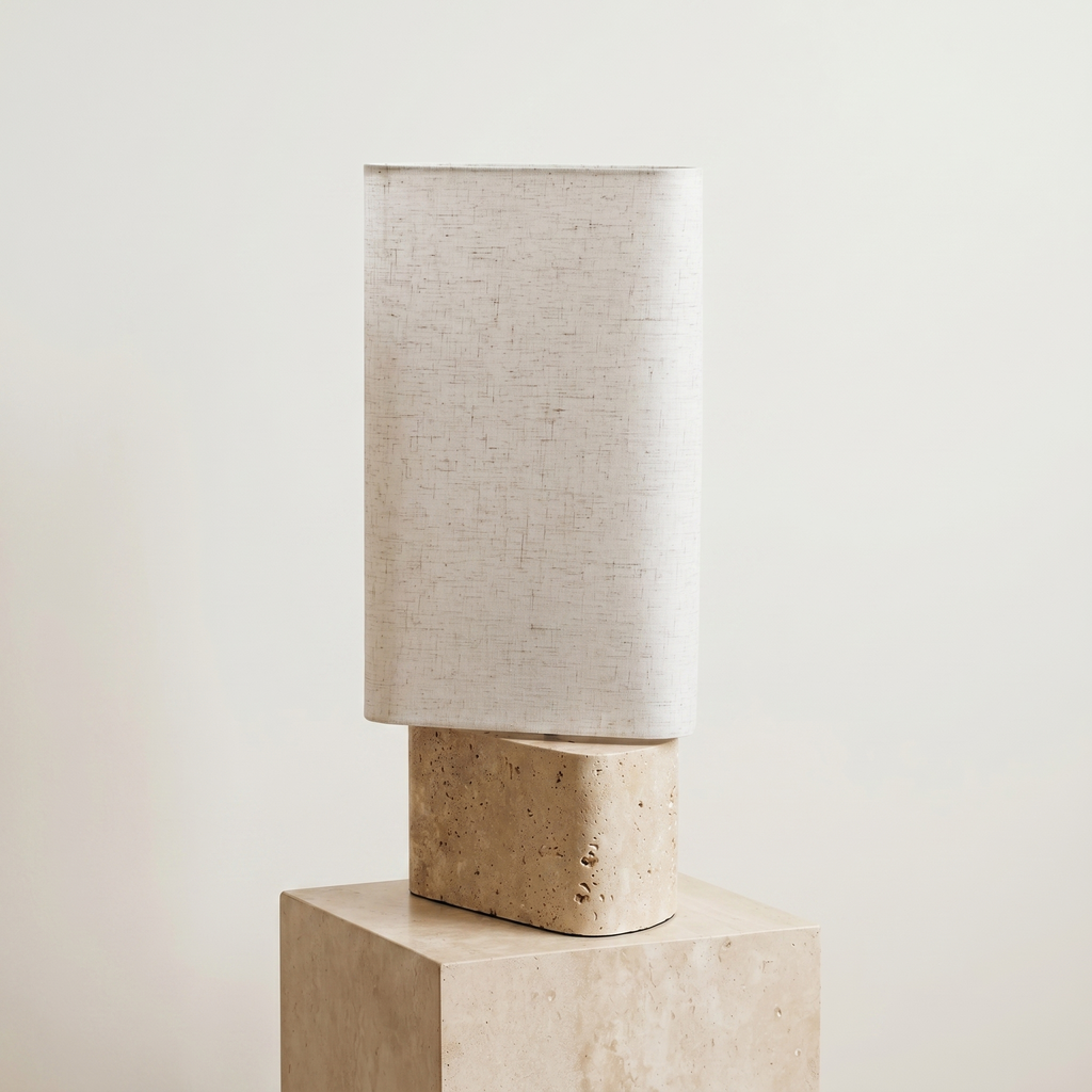 Bedside Tower Lamp - Travertine