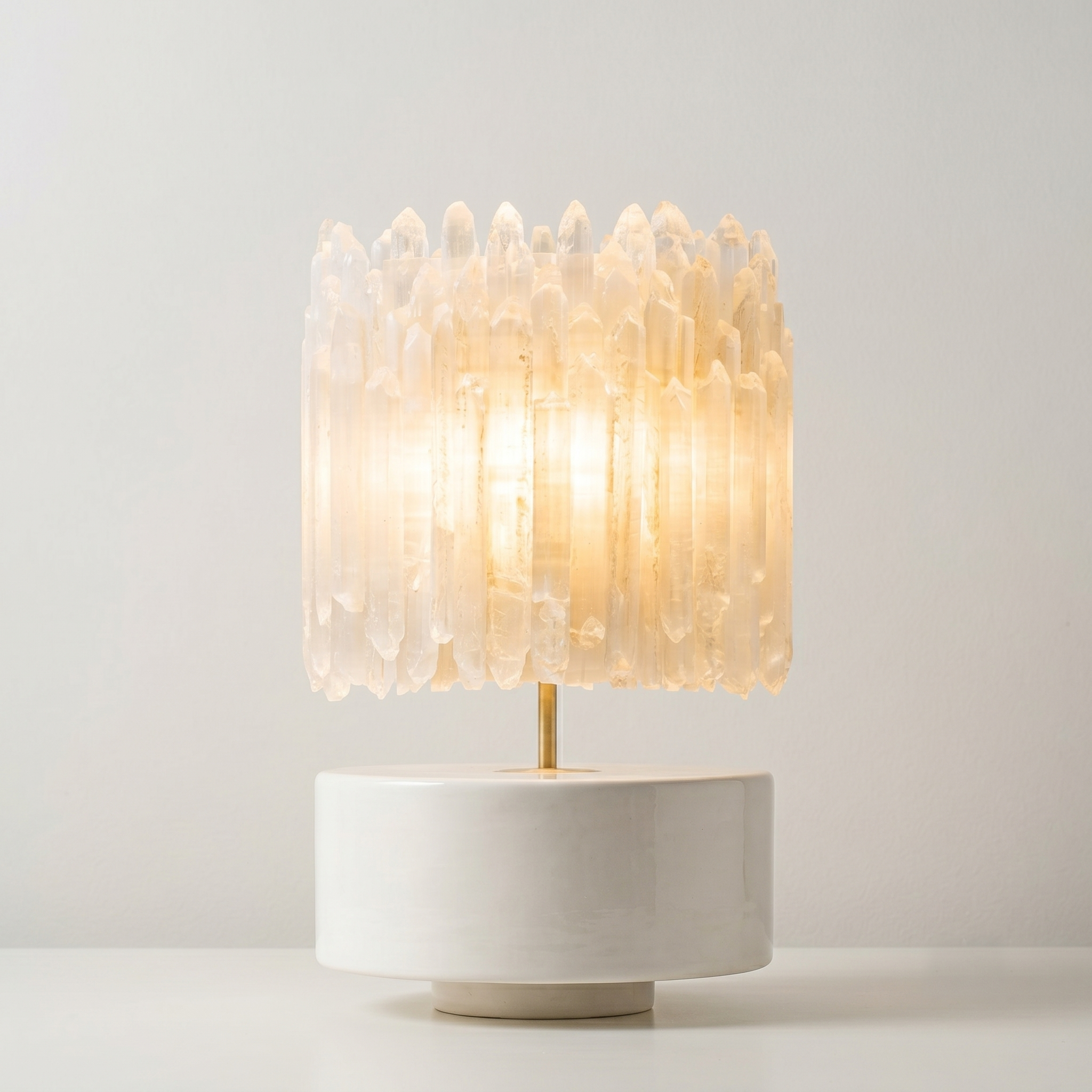 Raw Selenite Crystal Table Lamp - Alabaster