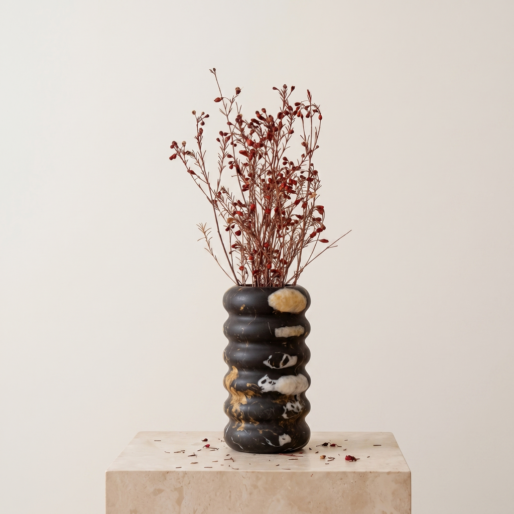 Handcrafted Natural Stone Vase & Candle Holder