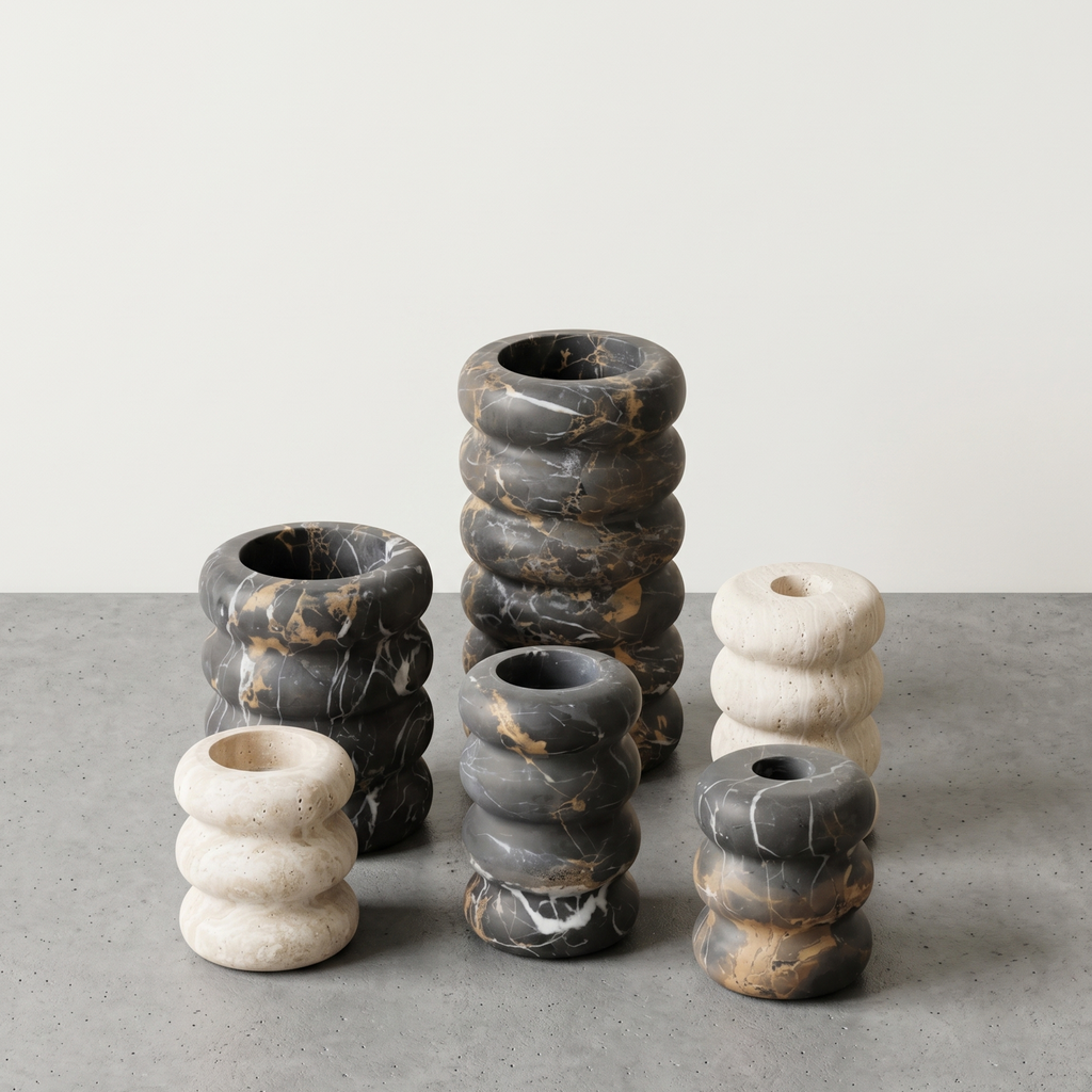 Handcrafted Natural Stone Vase & Candle Holder