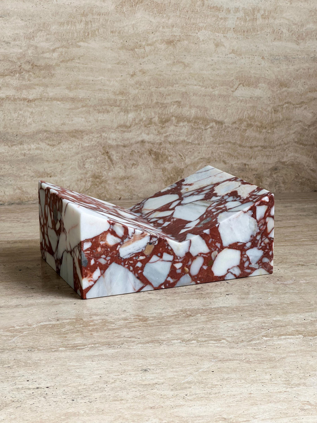 The V Bookstand - Calacatta Viola Rosso
