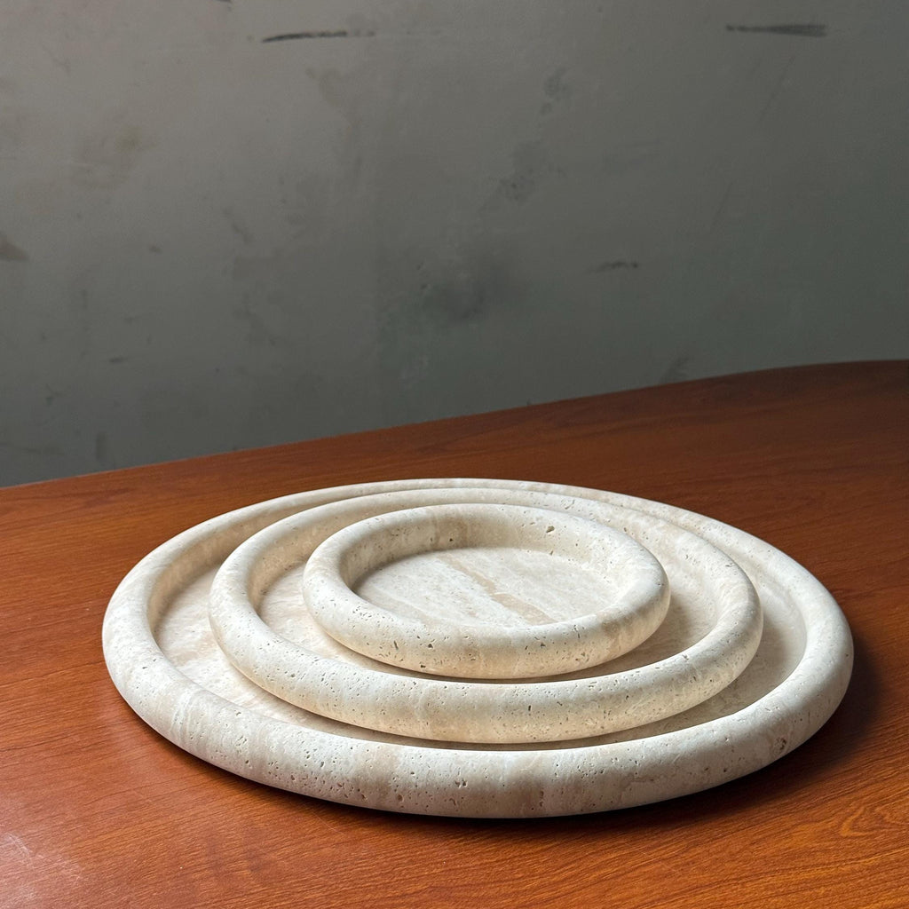 Atoll Round Tray - Natural Travertine
