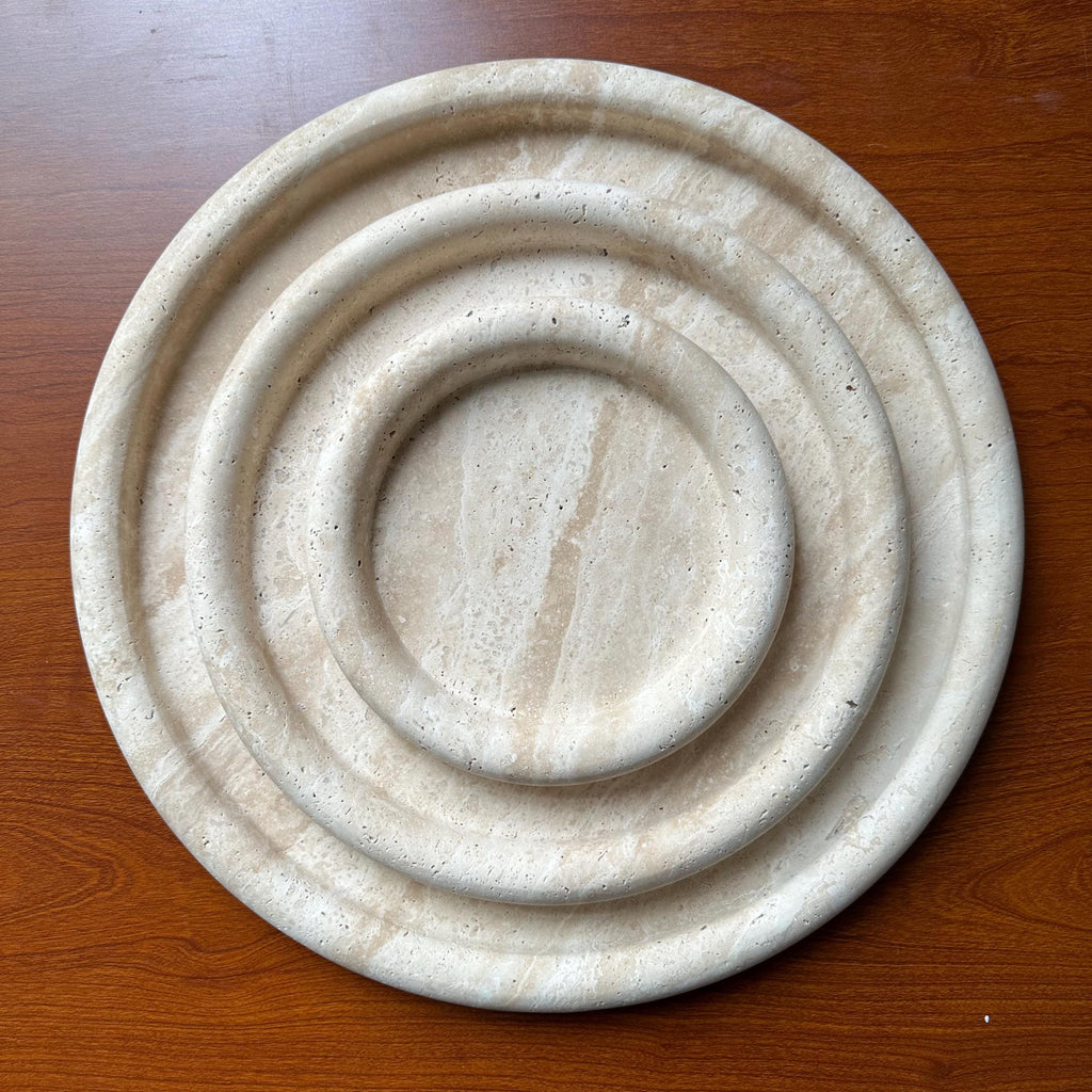 Atoll Round Tray - Natural Travertine