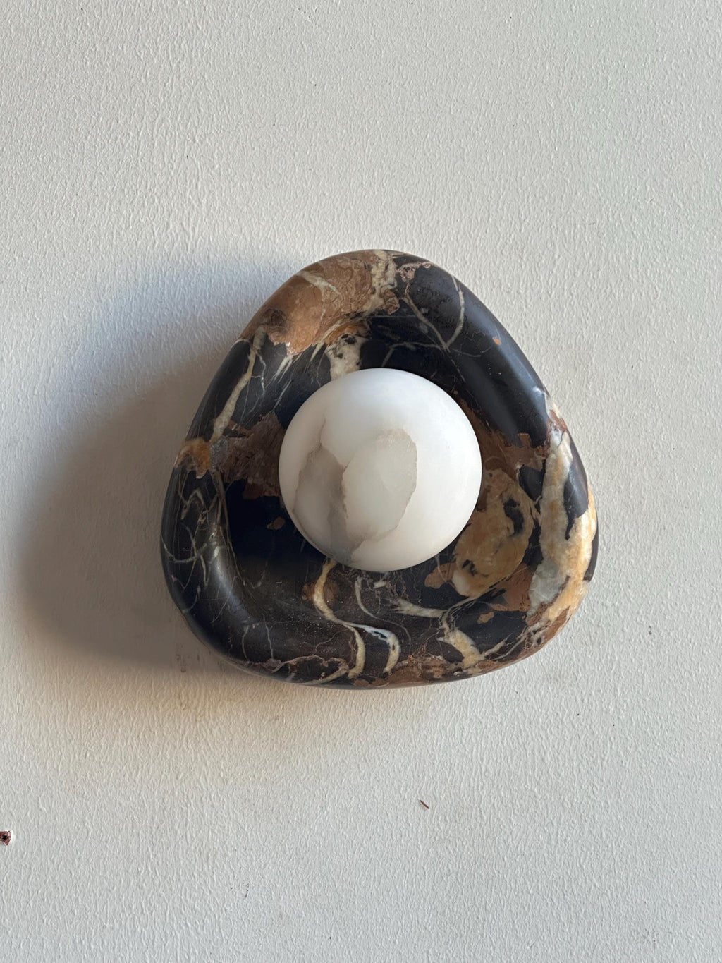 Round Edge Sconce with alabaster globe