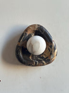 Round Edge Sconce with alabaster globe