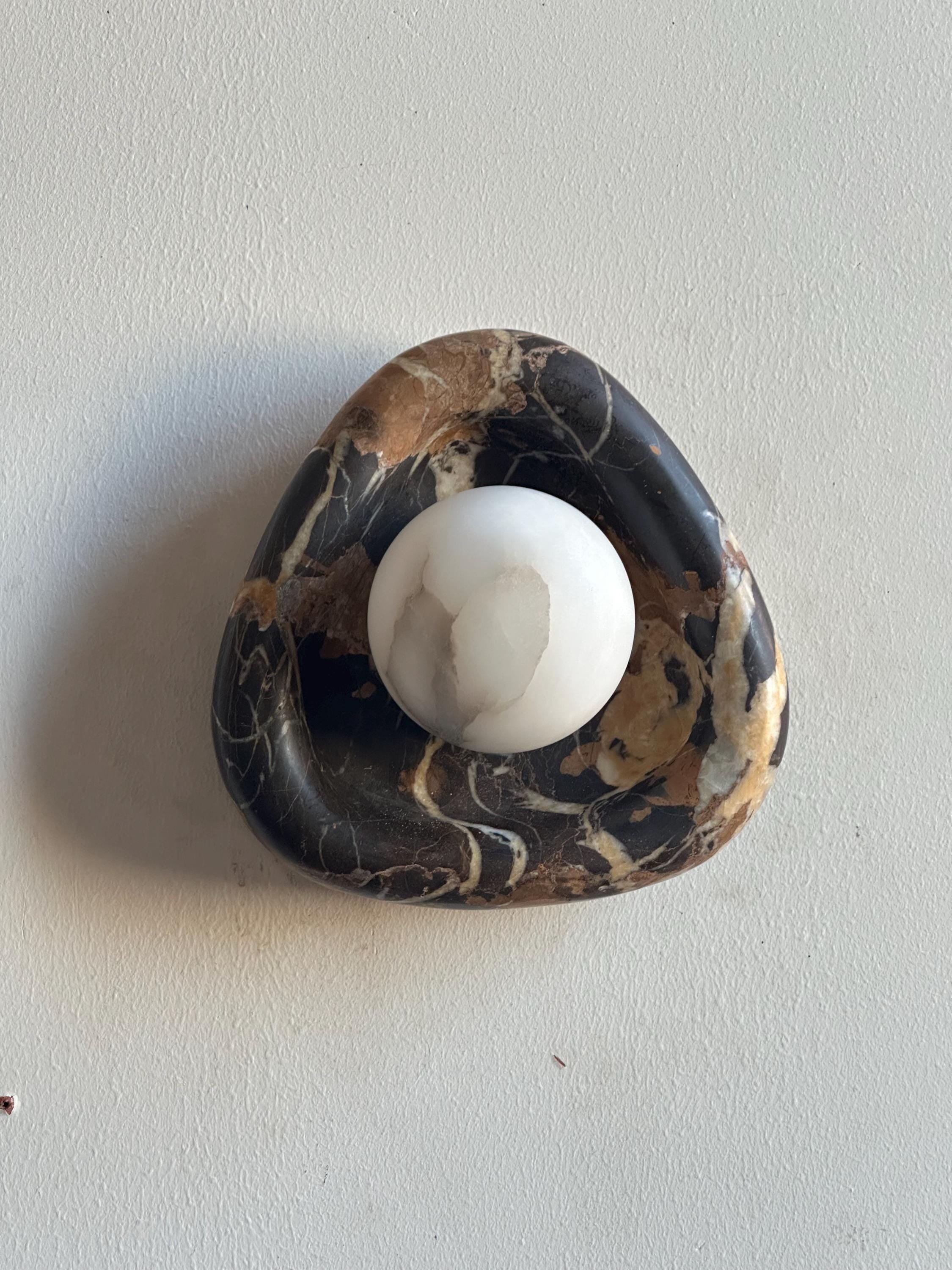 Round Edge Sconce with alabaster globe