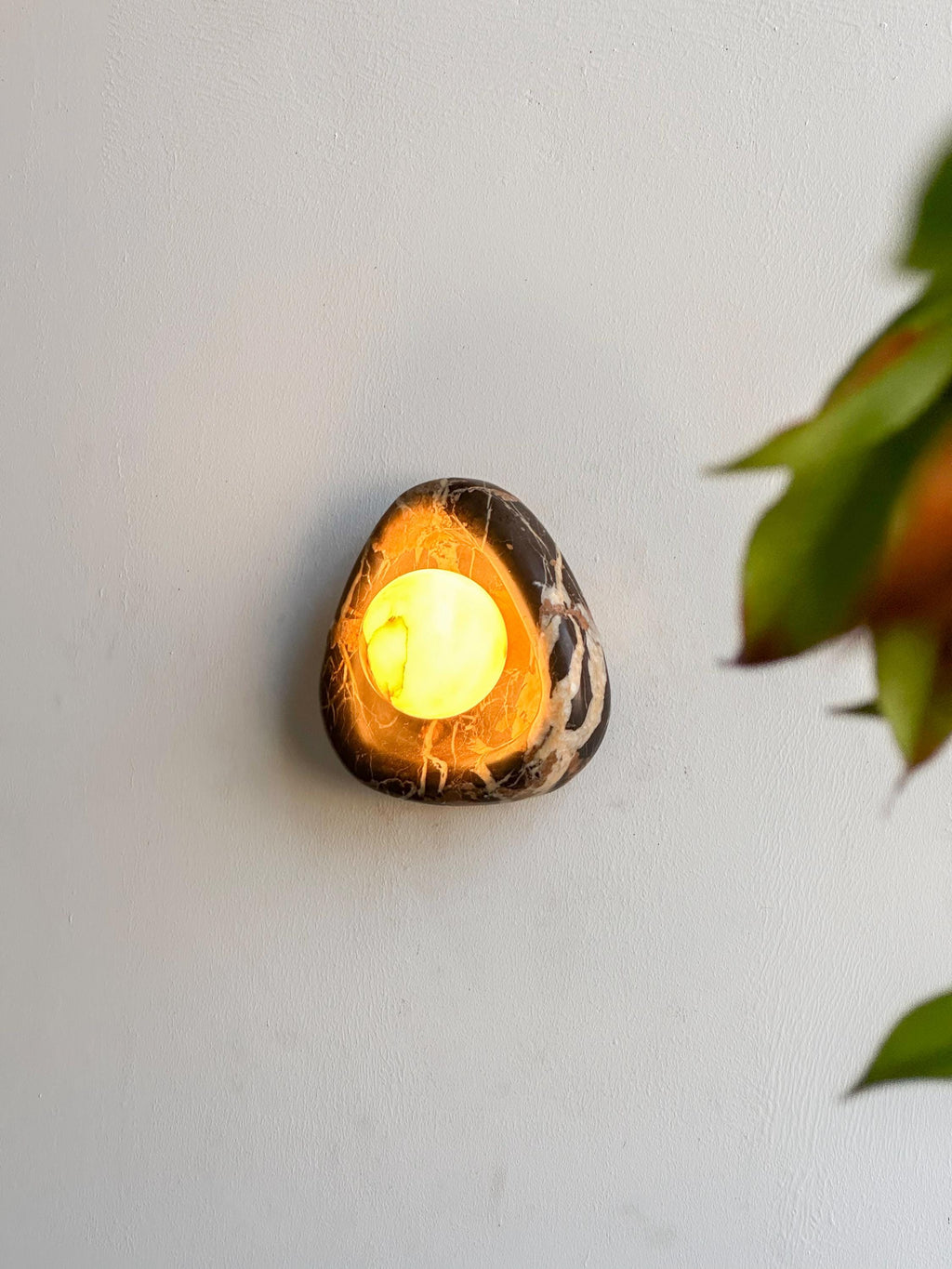 Round Edge Sconce with alabaster globe