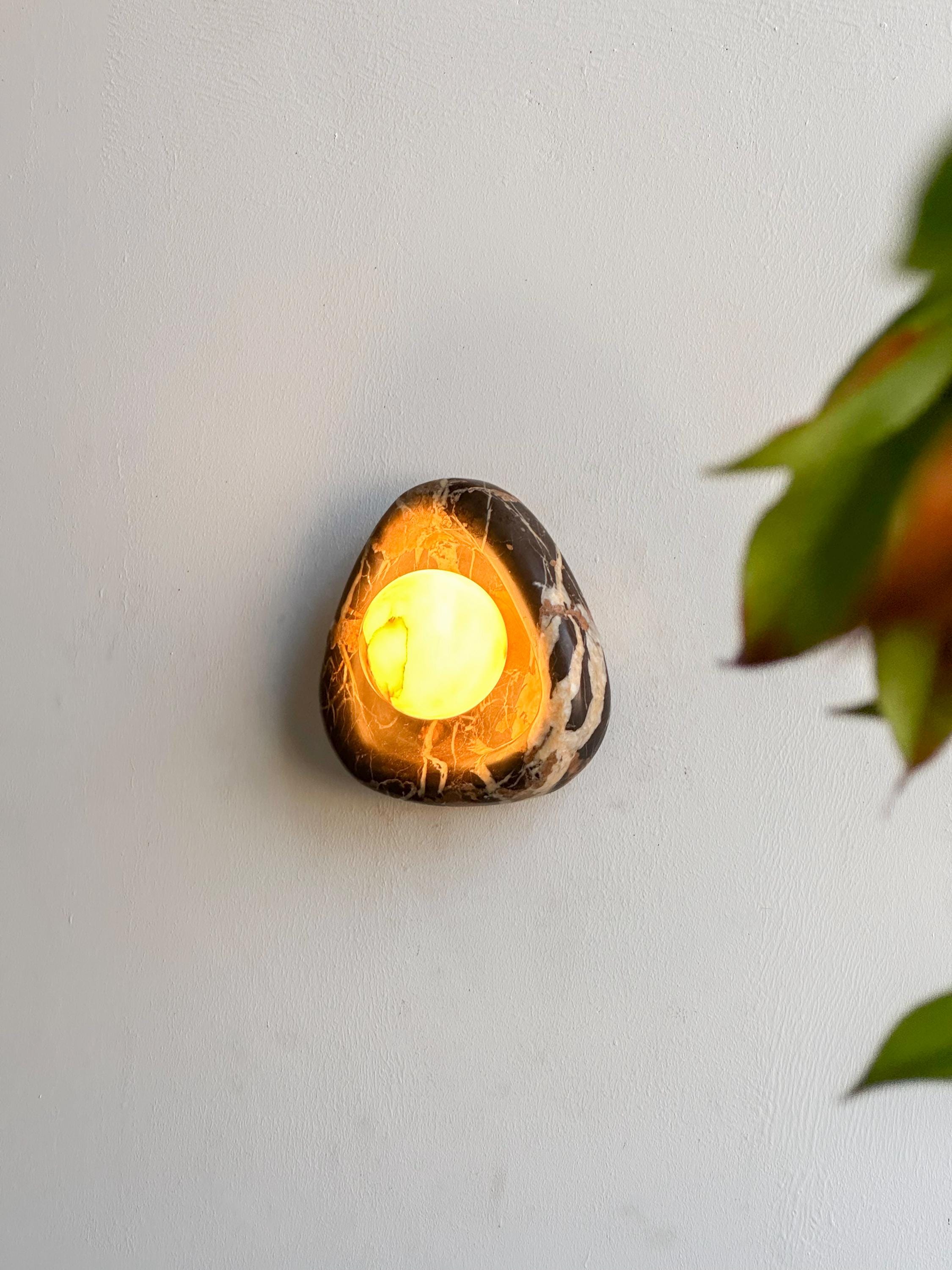 Round Edge Sconce with alabaster globe
