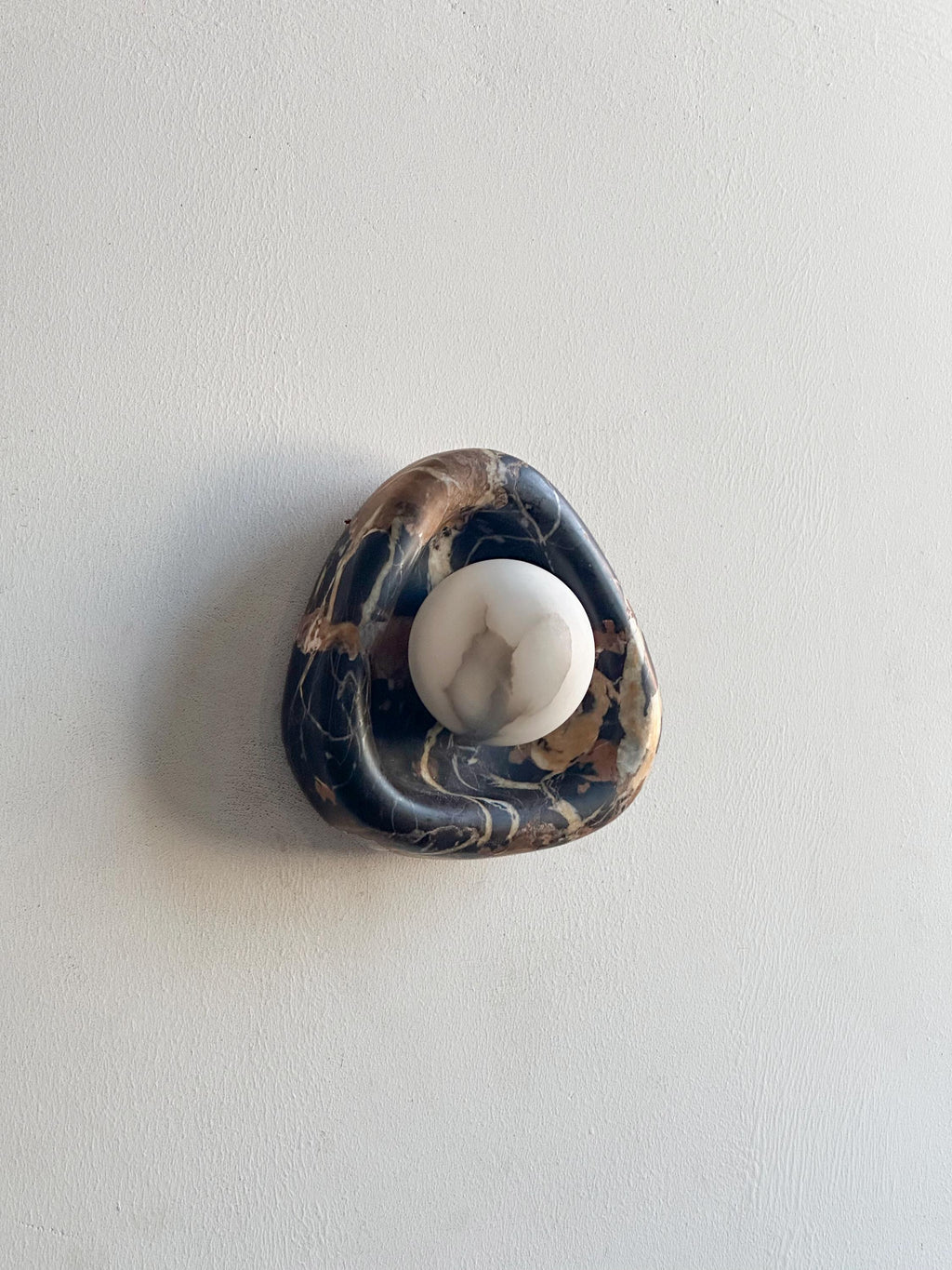 Round Edge Sconce with alabaster globe