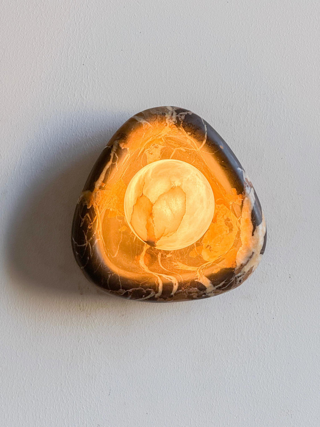 Round Edge Sconce with alabaster globe