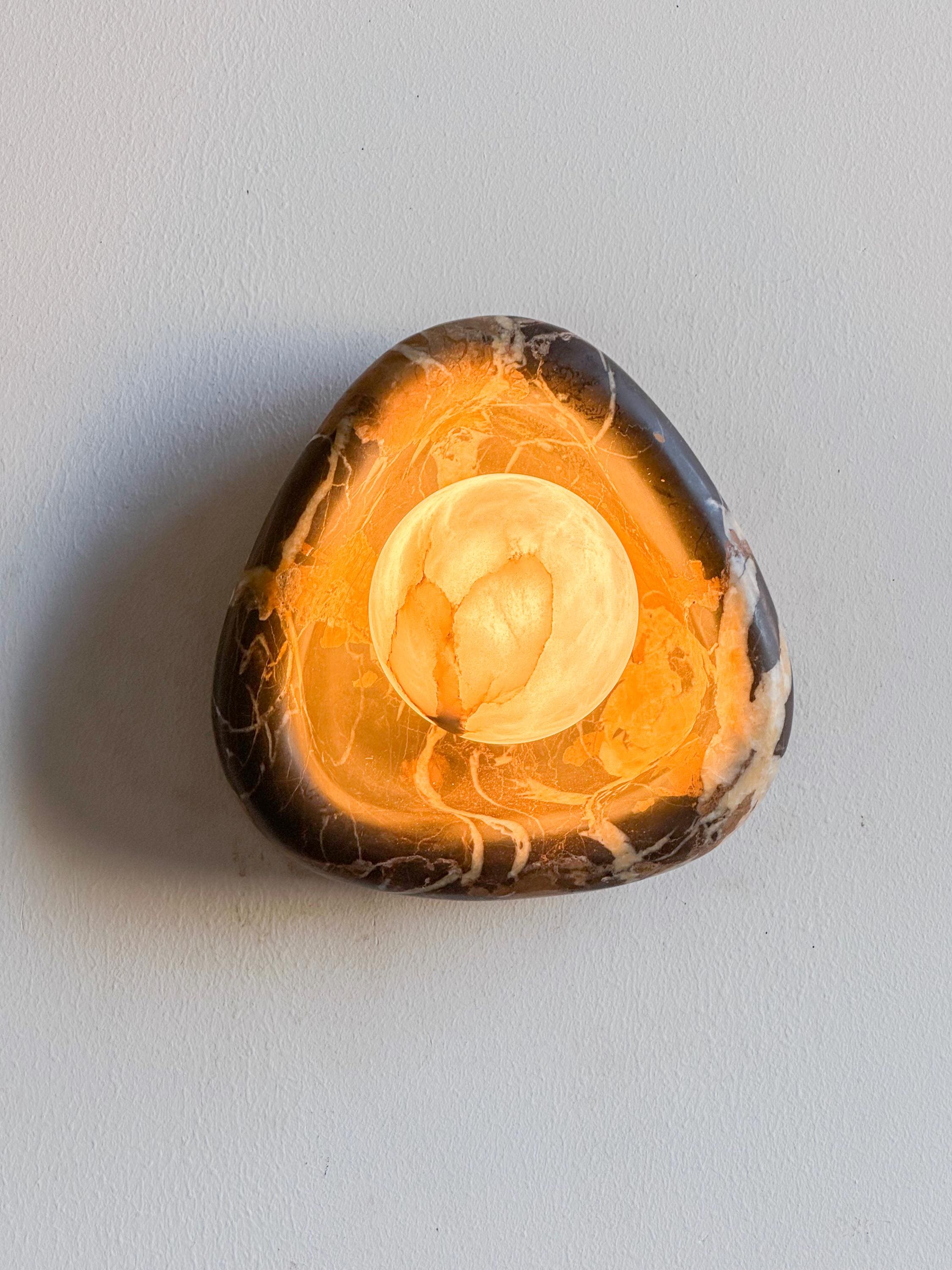 Round Edge Sconce with alabaster globe