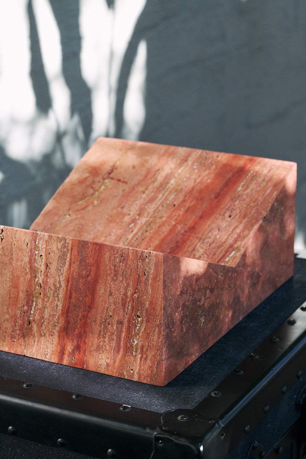 The V Book Stand - Travertine Rosso