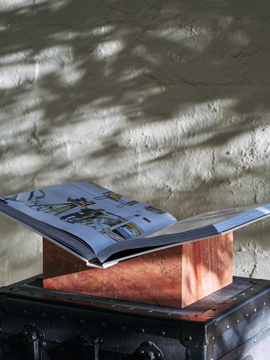 The V Book Stand - Travertine Rosso