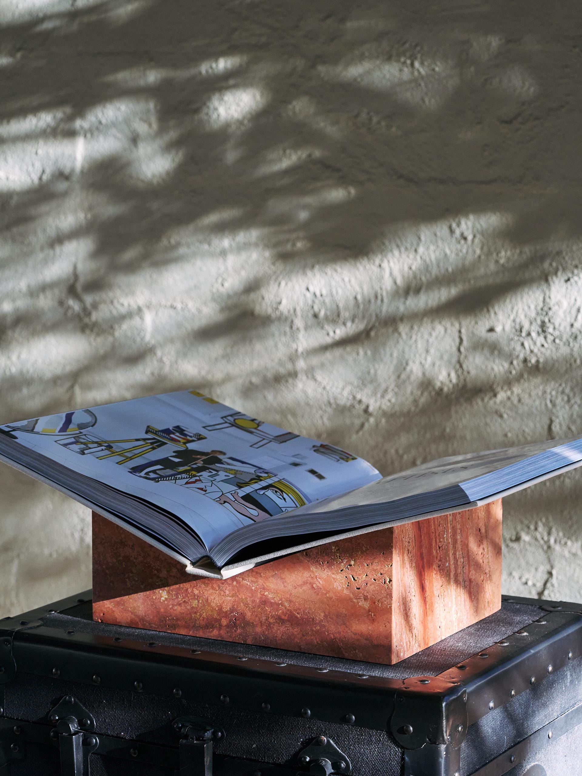 The V Book Stand - Travertine Rosso