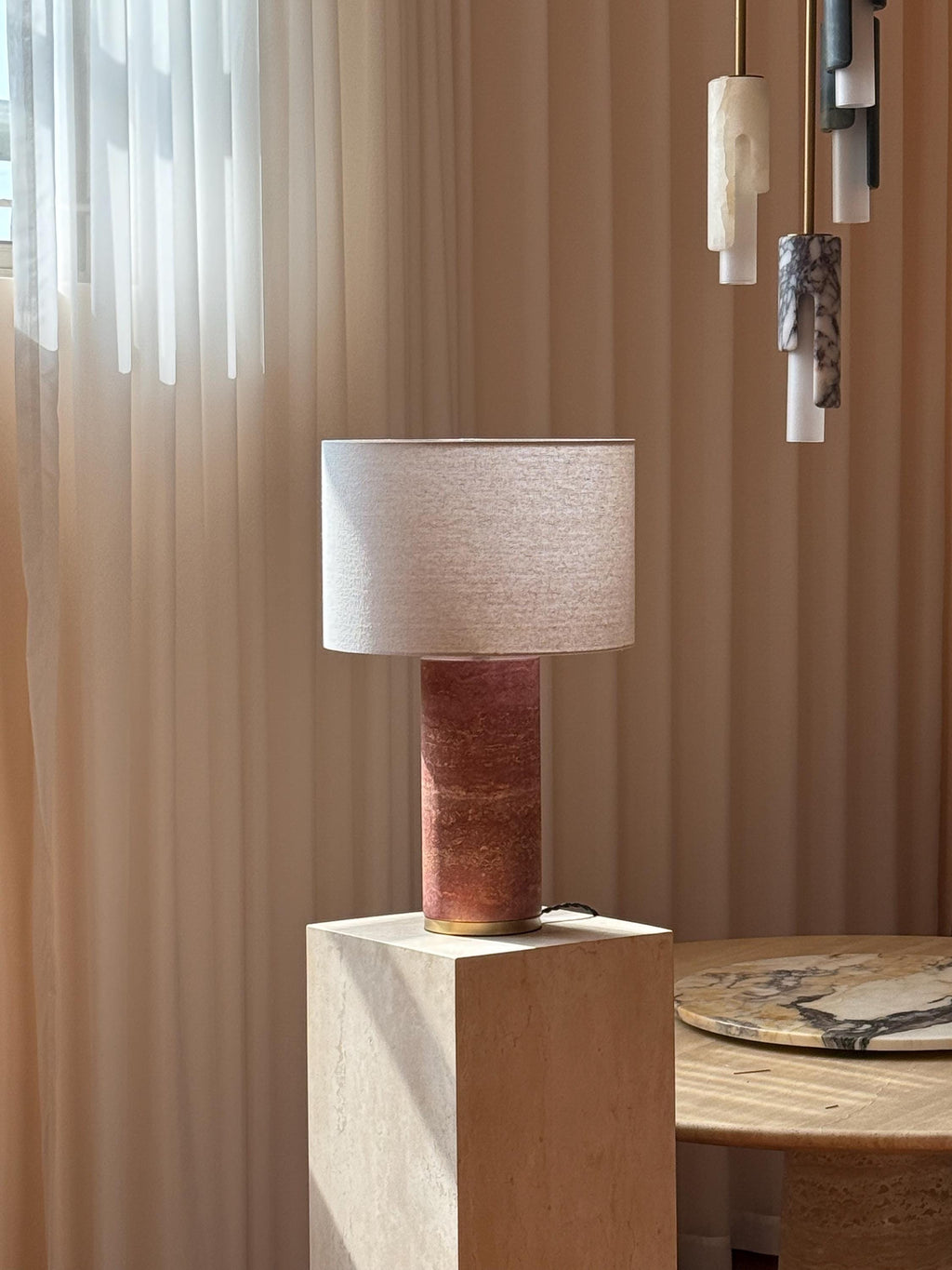 Colonna Table Lamp - Travertine Rosso