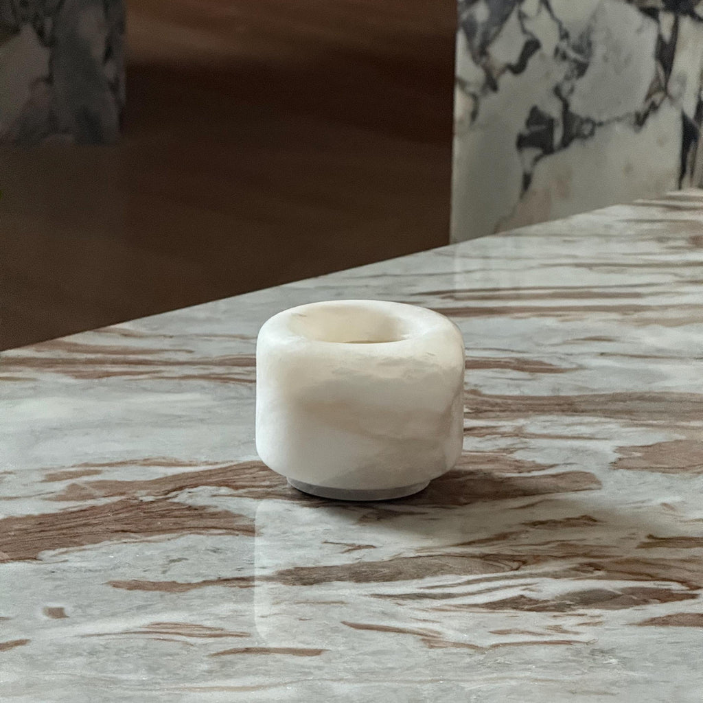 Artisanal Natural Alabaster Cylinder Bowl