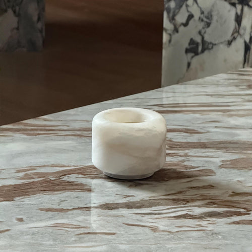 Artisanal Natural Alabaster Cylinder Bowl