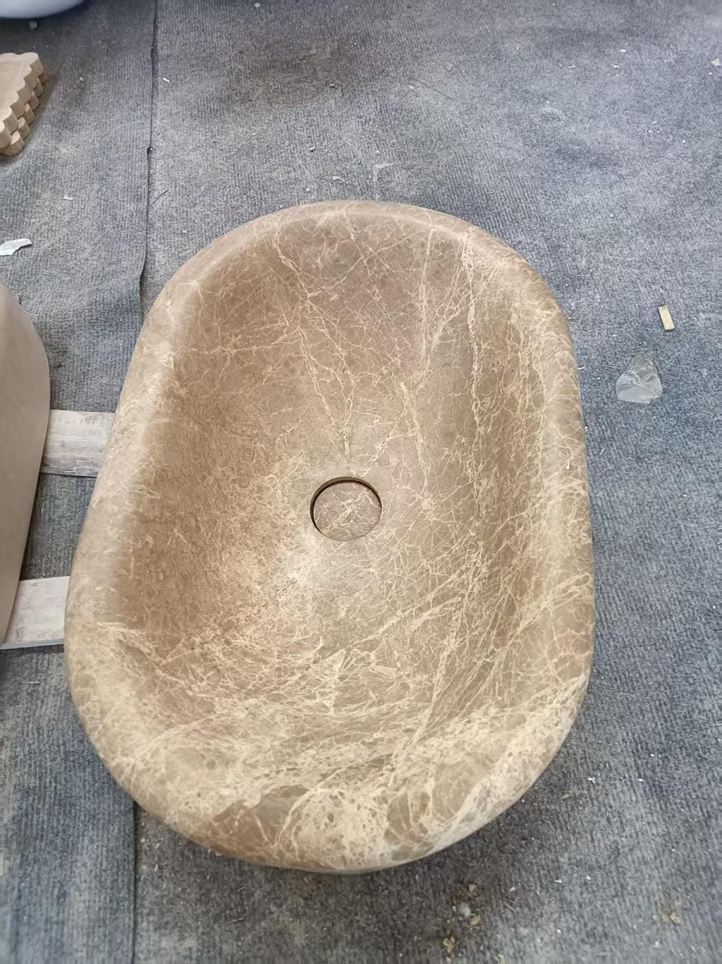 Modern Emperador Round Edge Marble, thick edge sink