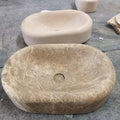 Modern Emperador Round Edge Marble, thick edge sink