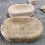 Modern Emperador Round Edge Marble, thick edge sink