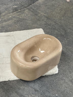 Modern Crema Marfil Round Edge Marble Sink, thick edge sink, Luxury Bathroom Vanity, Countertop Sink， Small Hand Basin