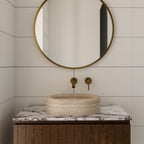 Modern Emperador Round Edge Marble, thick edge sink