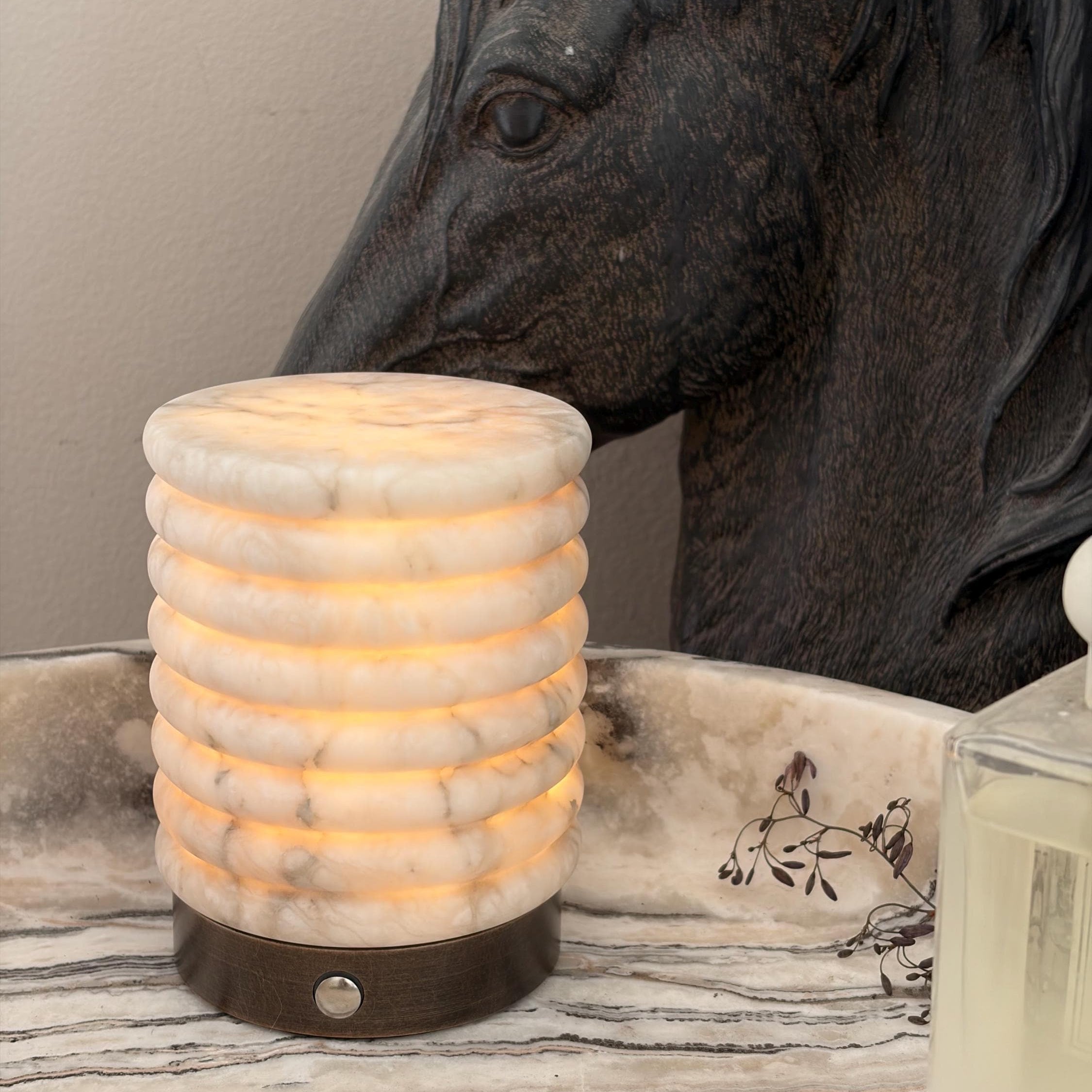 Portable Alabaster Lamp – Cordless Night Light 10.5cm