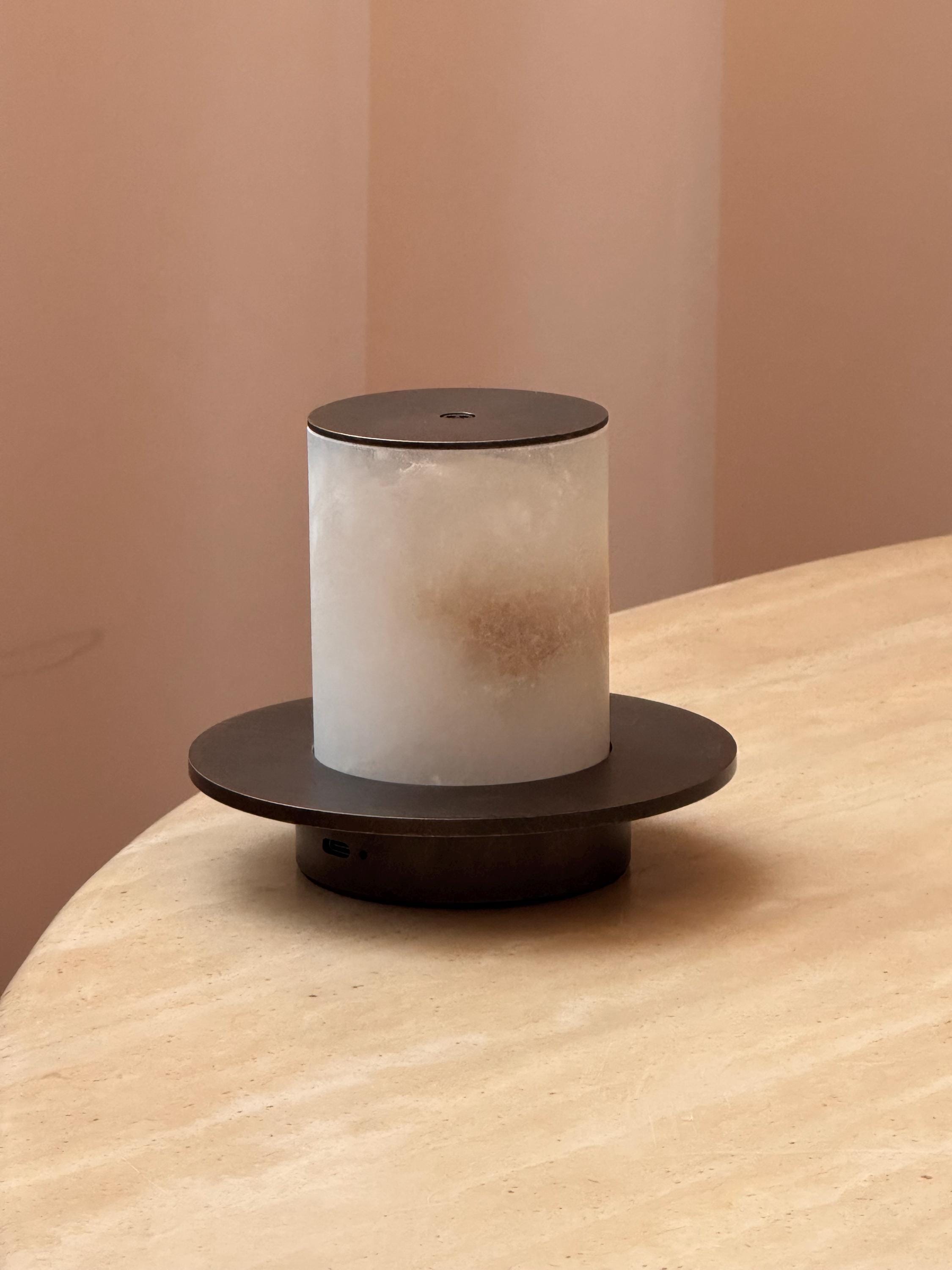 Portable Alabaster Cylinder Lamp – Cordless Night Light