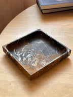 Nero Portoro Marble Square Tray – 20x20cm Stone Ottoman Serving Platter