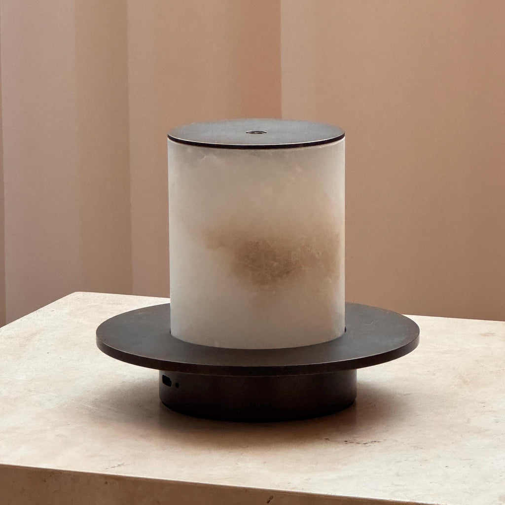 Portable Alabaster Cylinder Lamp – Cordless Night Light