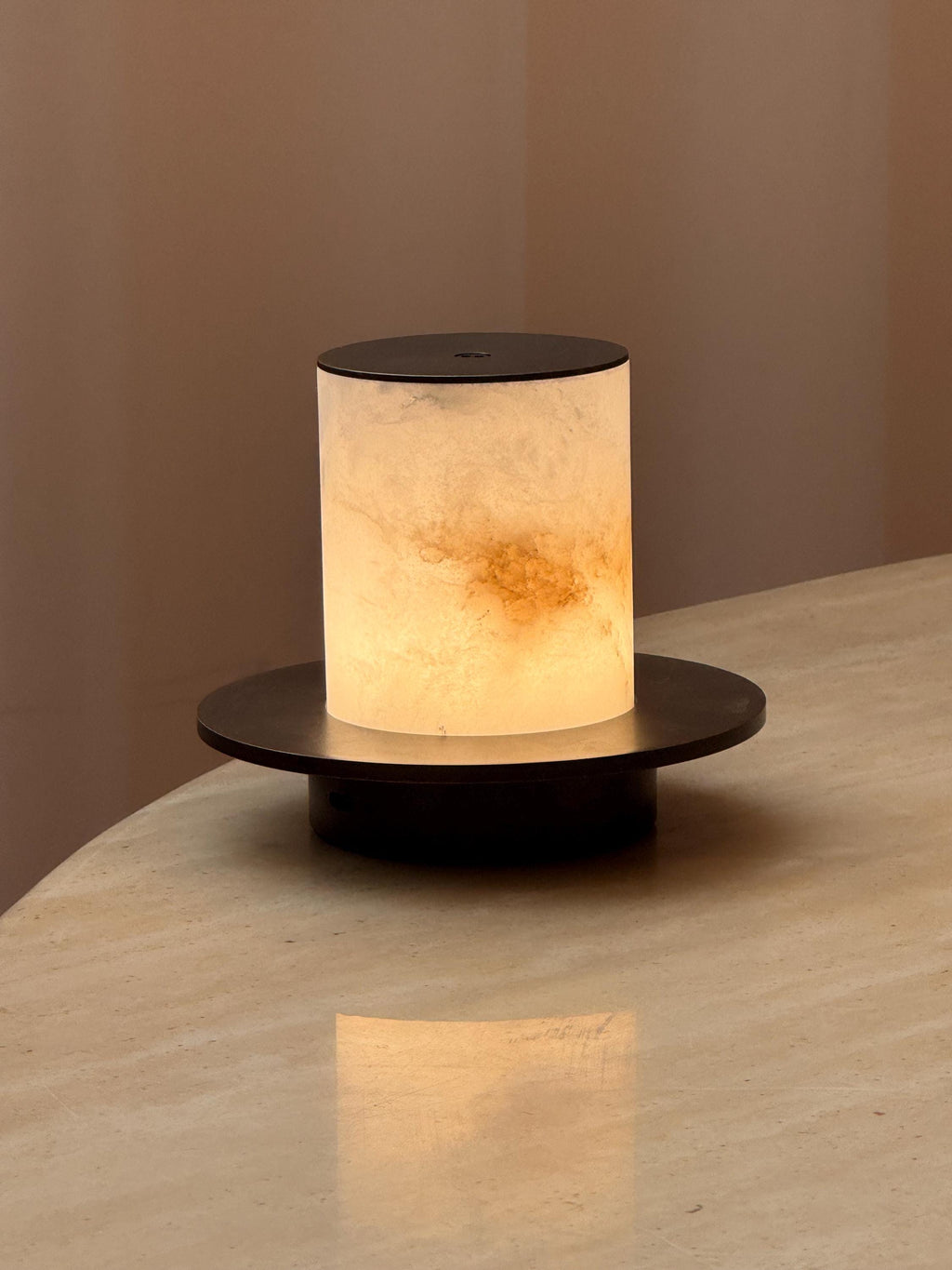 Portable Alabaster Cylinder Lamp – Cordless Night Light